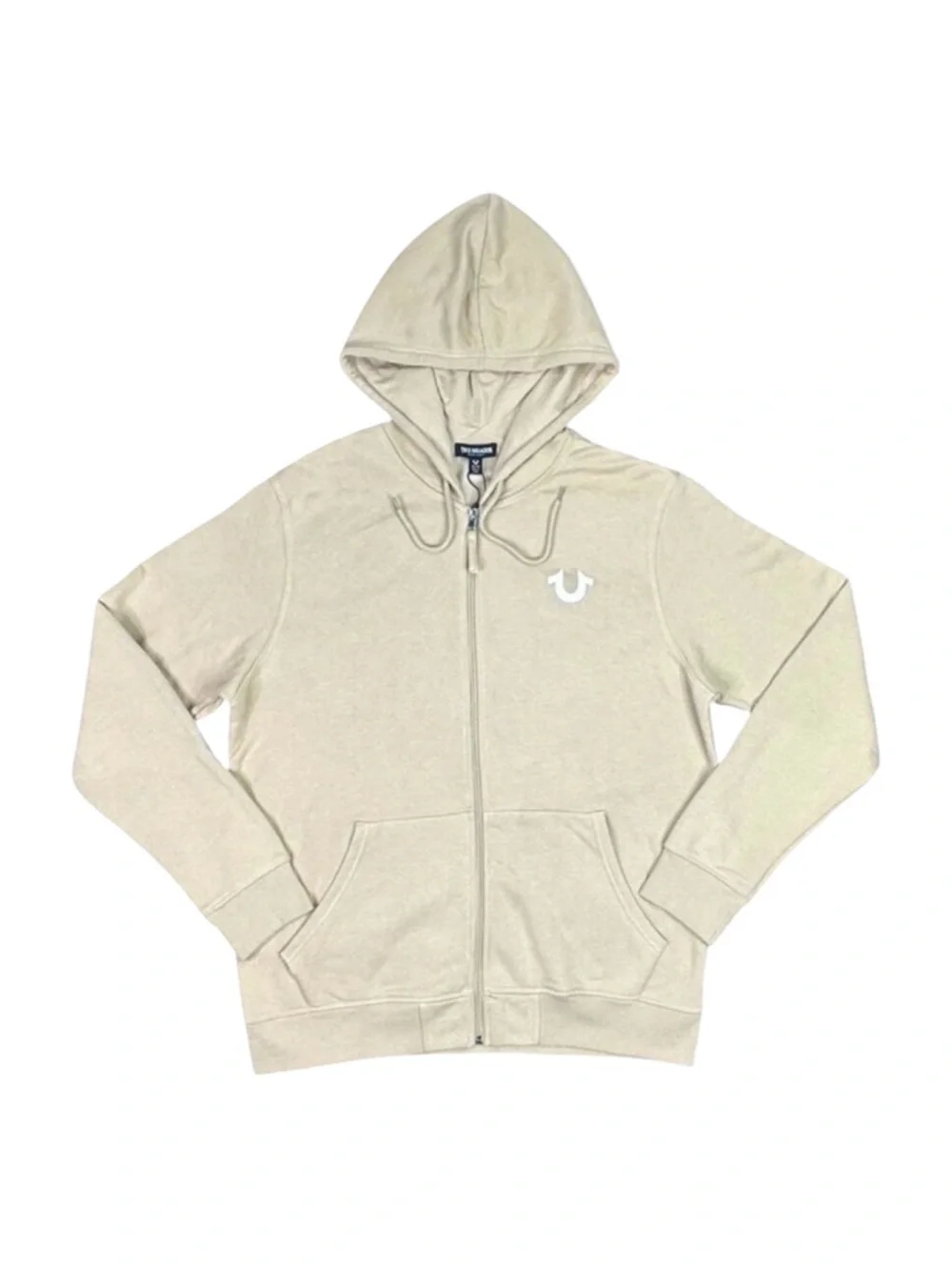True Religion Buddha Logo Seal Full Zip Hoodie - Size XL - Travertine
